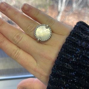 David Yurman elements ring with mother of pearl and pave diamonds